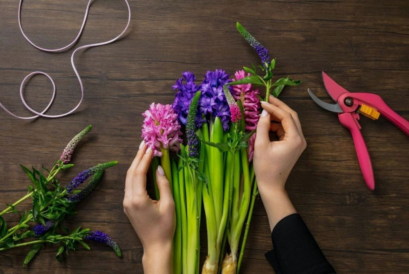 Modern floristry arrangement with editorial focus